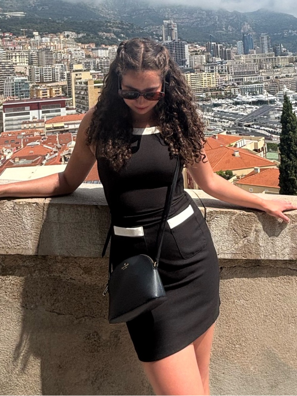 City Triangles Black Dress with White Accents